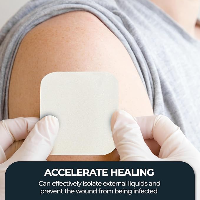 MED PRIDE Sterile Non-Adhesive Foam Wound Dressings, Highly Absorbent, Soft, Waterproof, Flexible for Hard Areas (6X6 Inch (Pack of 10))