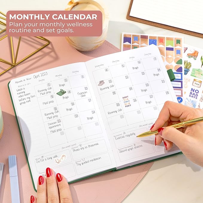 GoGirl Self-care Journal – Daily Mental Health Notebook with Mood & Wellness Trackers – Personal Development, Meditation & Reflection Journal for Women – Hardcover, Lasts 3 Months (Forest Green)