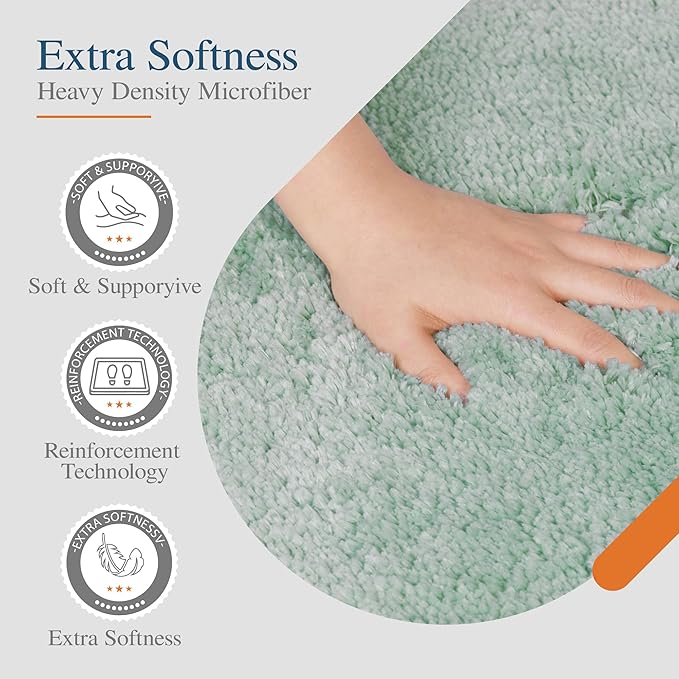 Walensee Bathroom Rug Non Slip Bath Mat (16 x 24, Aqua) Water Absorbent Soft Microfiber Shaggy Bathroom Mat Machine Washable Bath Rug Thick Plush Rugs for Shower