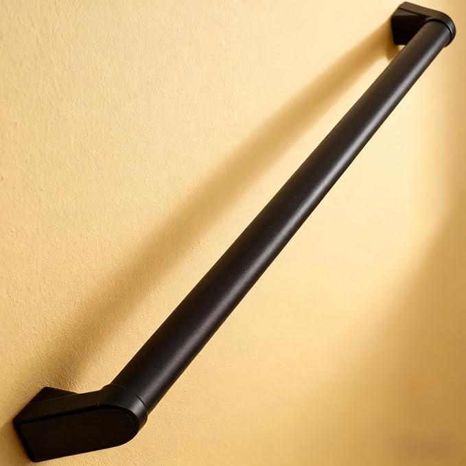 6 FT Modern Aluminum Handrail Set - ADA Compliant Indoor & Outdoor Stair Railing. 1.4" Diameter Grab Bar. Wall-Mounted with 90°Wall Return End. Ideal for Safe Grip，Rust Free(Matte Black, 6 FT)