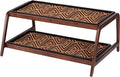 Anji Mountain Heavy Duty Waterproof Wooden Shoe Storage Mat Organizer/Boot Storage Tray Multi Use for Entryway with Coir, Tan and Black Tribal Insert, 2 Tier, Fits 6 Pair (36.5" Wide)