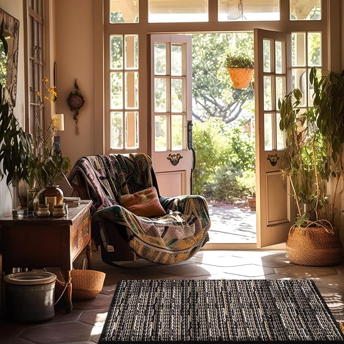 hicorfe Indoor Doormat,Front Back Door Mat Rubber Backing Non Slip Door Mats 20"x31.5" Absorbent Resist Dirt Entrance Doormat Inside Floor Mats for Entryway Washable Low-Profile