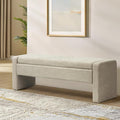 55" Modern Upholstered Storage Bench with Tufted Seat, Fabric Ottoman Bench for Bedroom, Entryway, or Living Room, Soft Close Hinge,Beige