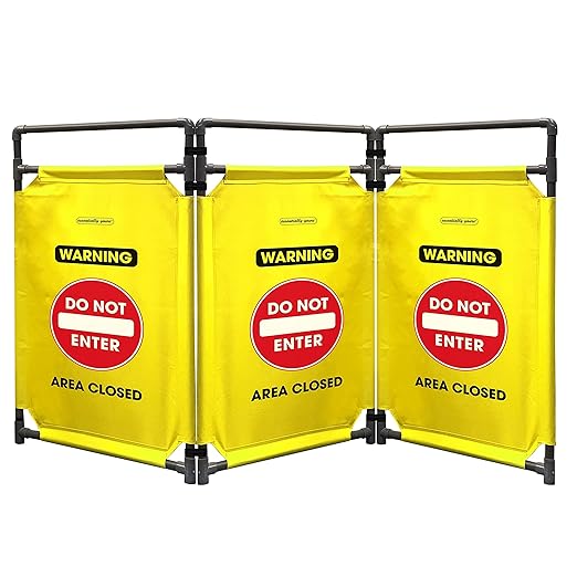 Essentially Yours "Do Not Enter Foldable Safety Barricade | High Visibility Yellow 3 Foot Portable Safety Barrier with Heavy Duty PVC Frame