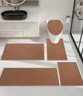 YIHOUSE Bathroom Rugs Mats Sets 5 Pieces, Ultra Thin Bath Mat Absorbent Non Slip Bath Rugs for Bathroom Washable, Shower, Sink, Laundry (Orange, 5 Pieces)