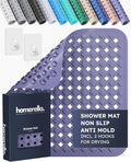 homerella® Shower Mat Non Slip Anti Mold, Non Slip Shower Mats for Inside Shower Stall Anti Slip Mat, Square Shower Floor Mat 21 x 21 in with Suction Cups & Hooks for Quick Drying, Machine Washable