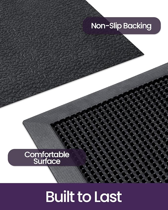 DEXI Front Door Mat Outside Entrance, 36x48 Heavy Duty Non-Slip Rubber Entry Mats, Dirt Trapping Waterproof Low-Profile Welcome Doormat for Entryway, Black
