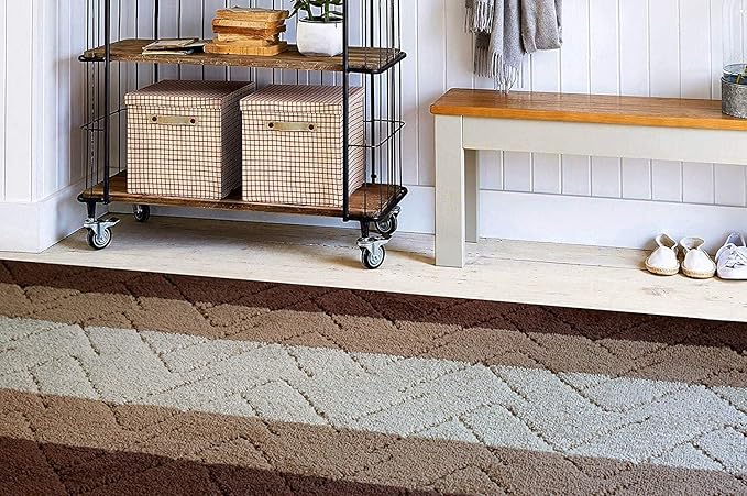 Custom Size Hallway Runner Rug Brown-Beige Color 31 inch Wide Select Your Length Non-Slip (Skid Resistance) Rubber Backing 11 feet x 31 inch