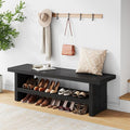 2 Tier Entryway Bench, 47.24" Shoe Bench, Rustic Shoe Rack, Wooden Storage Bench for Entryway Hallway Living Room Bedroom, Easy Assembly, Black