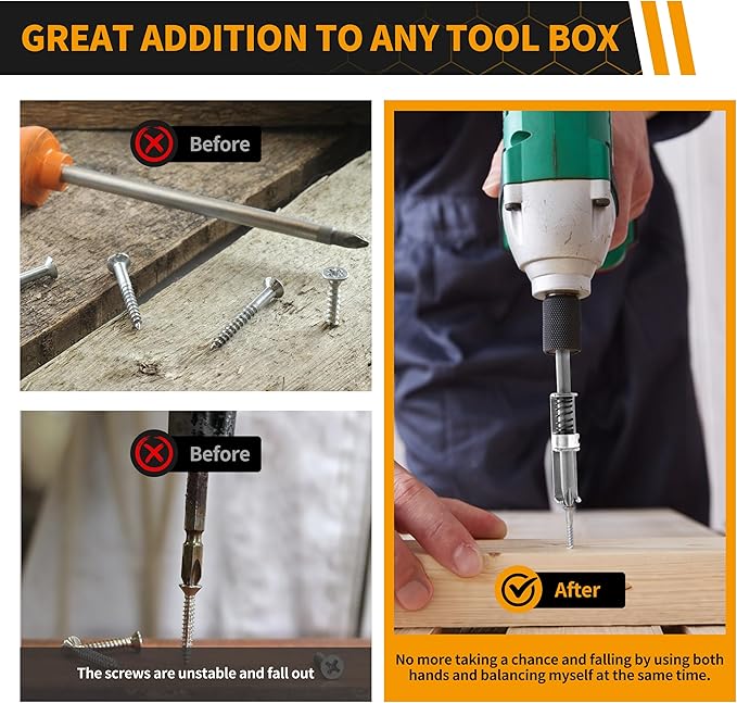 Spring Loaded Screw Holder Bit, 4 PCS Anti-drop Screwdriver Bit Holder for Mechanics, Electricians, DIY Repair, Retaining Tool for Grip Screws in Overhead or One Handed Positions (Phillips+Torx)
