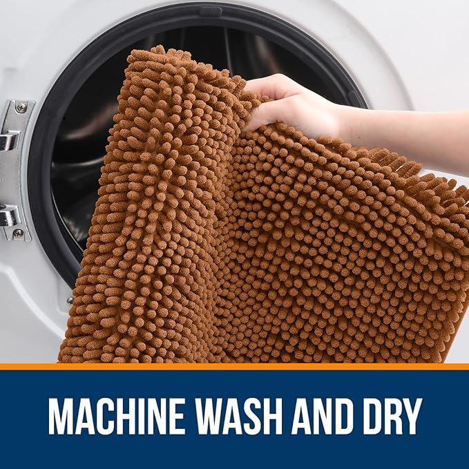 OLANLY Bathroom Rugs 30x20, Extra Soft Absorbent Chenille Bath Rugs, Rubber Backing Quick Dry, Machine Washable Bath Mats for Bathroom Floor, Tub and Shower, Home Decor Accessories, Ochre