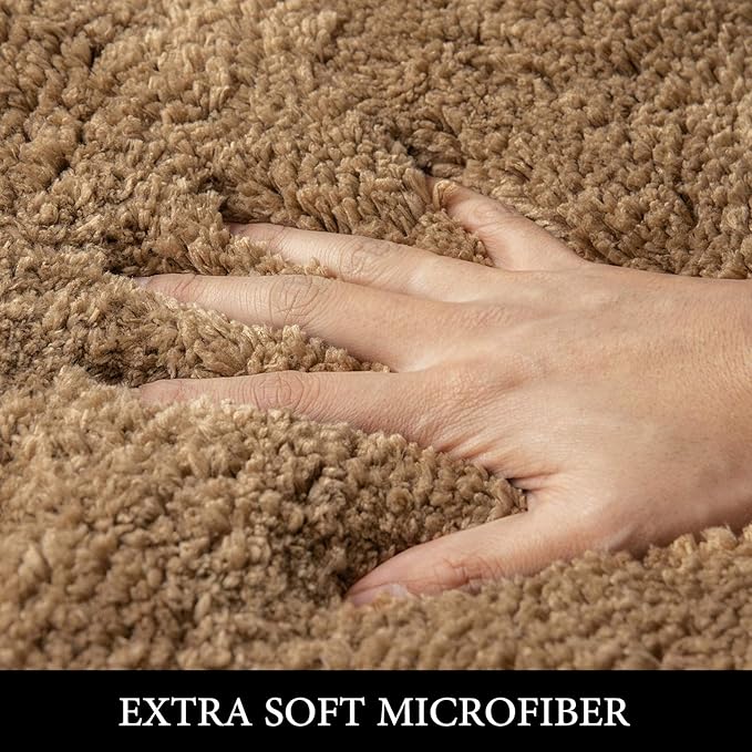 MIULEE Non Slip Bathroom Rugs Bath Mats Absorbent Thick Soft Microfiber Bathroom Mat Machine Washable Bath Rug Plush Carpet for Tub Shower (Light Brown, 20x30 Inches)
