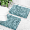 Yimobra Bathroom Rugs Sets 2 Piece, Soft Absorbent Bath Mat and U-Shaped Toilet Rug with Non Slip Backing, Luxury Shaggy Bath Mats for Bathroom, Machine Washable, 24"x17"+24"x20", Grayish Blue