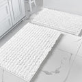 Yimobra Bathroom Rugs Sets 2 Piece - Quick Dry Extra Thick Luxury Chenille Bath Mat, Non Slip Super Absorbent for Tub Shower Sink, Machine Washable Shaggy Floor Mat, 32"x20"+24"x17" Inch, White