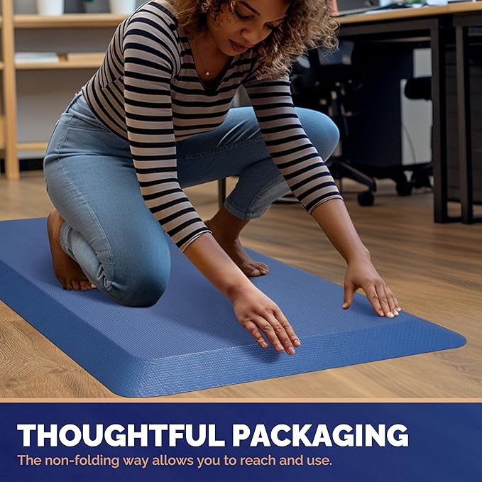 FEATOL Anti Fatigue Mat for Standing, 9/10 Extra Thick Ergonomic Standing Desk Mat, Comfort & Durable Memory Foam Standing Mat at Home,Office All Day (20" x 32", Blue, 1PC)