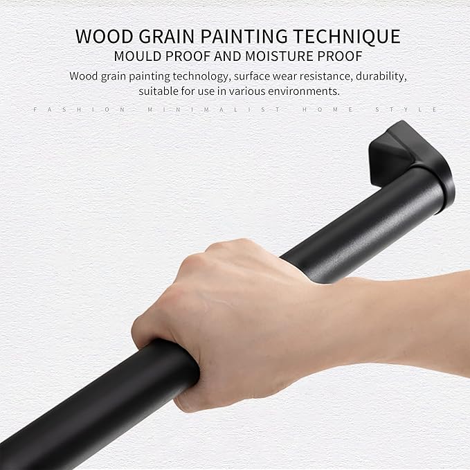 2 FT Modern Aluminum Handrail Set - ADA Compliant Indoor & Outdoor Stair Railing. 1.4" Diameter Grab Bar. Wall-Mounted with 90°Wall Return End. Ideal for Safe Grip，Rust Free(Matte Black, 2 FT)