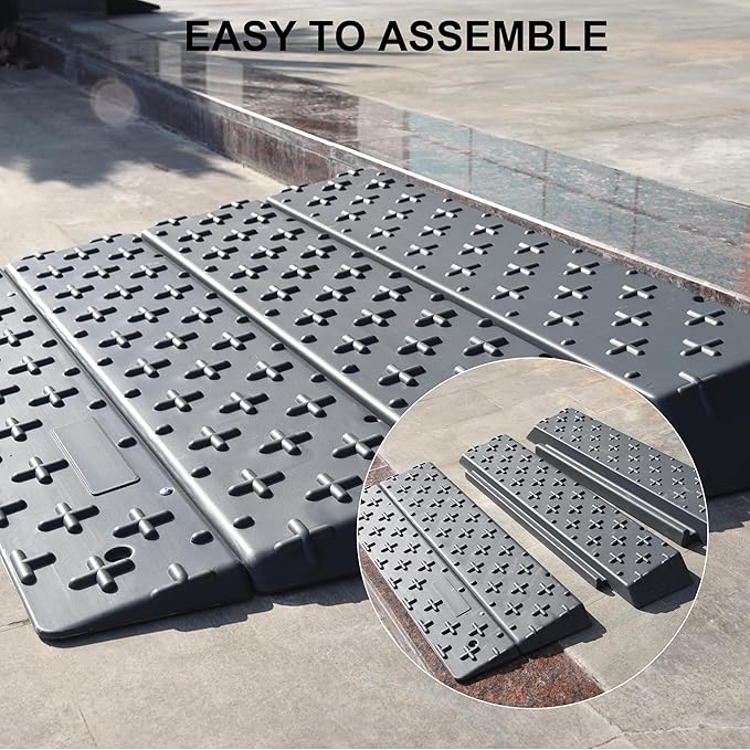 OrangeStar Portable Wheelchair Ramp, 1"/2"/3"/4"/5"/6" Rise Extensible Threshold Ramp for Wheelchair, Scooter, Home Steps, Stairs, Entry, Doorways