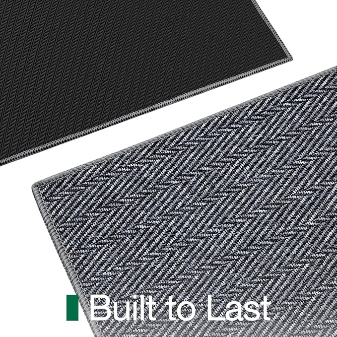 LUMI Ultra Thin Indoor Door Mat for Entrance 48"x72", Non Slip Entryway Mat, Low Profile Doormat, Unique Herringbone Design Carpet for Inside, Patio, Porch, Medium Gray