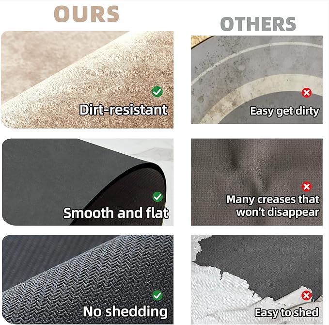 Bathroom Mat Quick Dry, Bathroom Rugs Non Slip Washable Thin Absorbent Bath Mat Fits Under Door Bathroom Floor Mat Perfect for Bath, Shower, or Sink 24"x36" Beige
