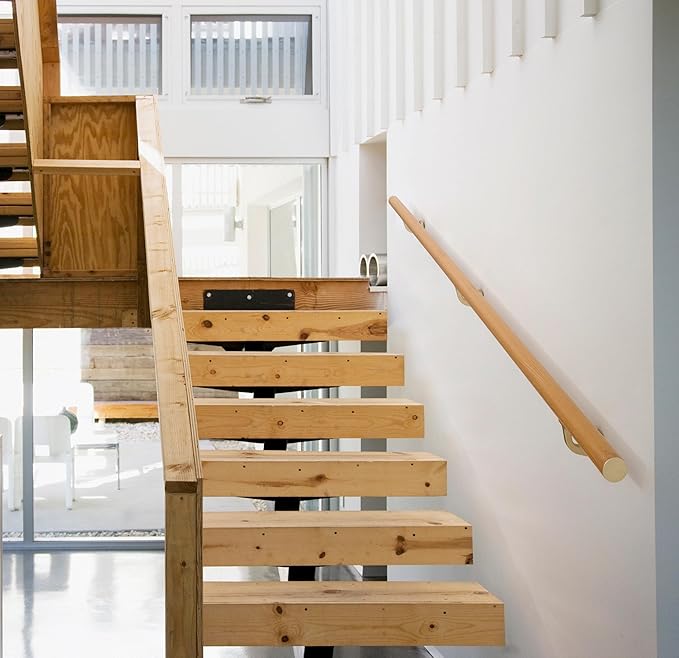 4 FT Handrails for Indoor Stairs,Deck,Slope,Modern Aluminum Handrail Set, Wall Mounted, with Zink-Alloy Brackets Aluminium Railing System,Rust Free. (Cherry Wood Grain, 4 FT)