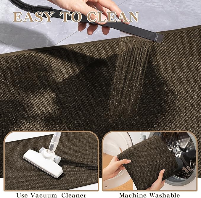 chakme Bathroom Rugs Mat 32x17, Ultra Thin Non Slip Bath Mat Quick Dry Absorbent Bath Mat for Bathroom Floor, (Brown, 32"x17")