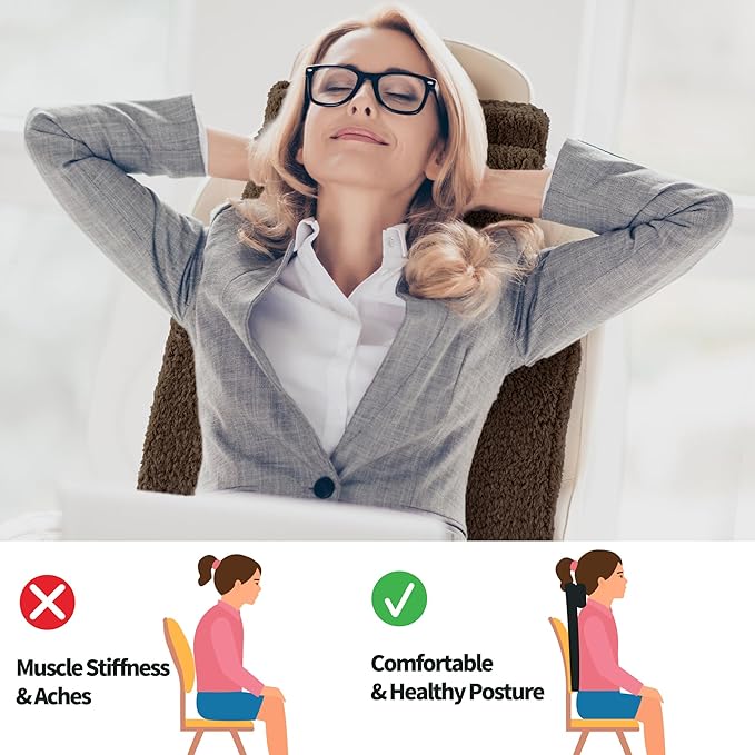 HOMBYS Sherpa Fleece Lumbar Support Pillow with Headrest for Recliner,Memory Foam Recliner Chair Cushion for Back Pain,Big High Back Support for Recliner with Chair Headrest for Elderly (Dark Coffee)