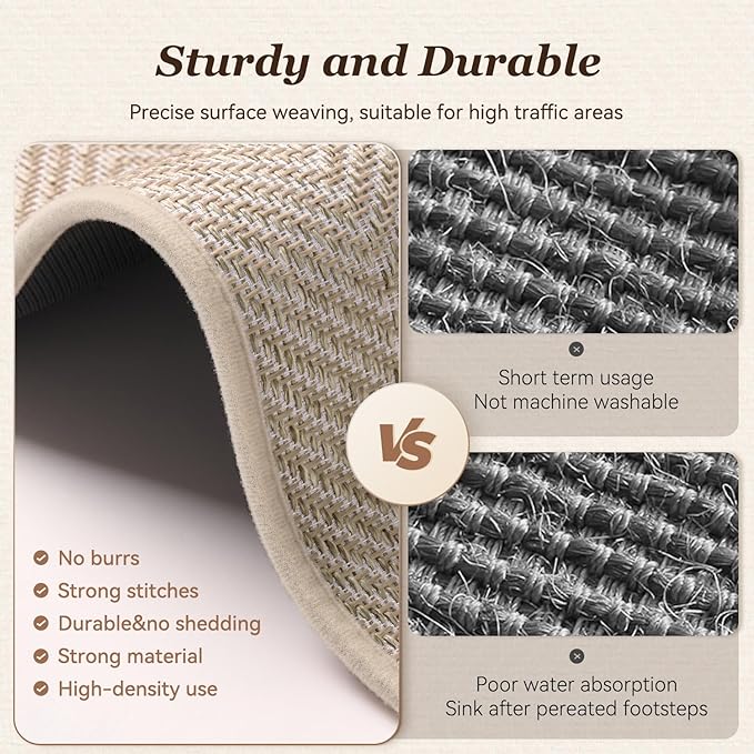 AMOAMI Kitchen Mats for Floor, Non Slip Washable Kitchen Rugs Absorbent Quick Dry and Easy to Clean, Kitchen Runner Rugs for Kitchen in Front of Sink, 20“*47”, Beige