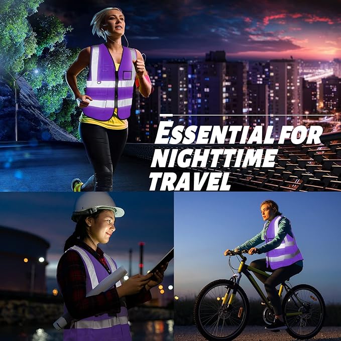 EBOOT 10 Pcs Safety Vests High Visibility Safety Vest with Reflective Strips for Construction Outdoor Running Cycling Walking