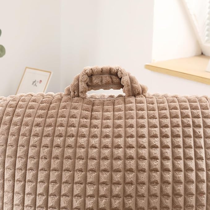 Reading Pillow for Sitting in Bed, Large Backrest Reading Pillow with Arm Rest,Back-Rest Support Cushion for Sit Up on Couch, Sofa, and Floor, Dorm Essentials (Khaki Flannel, Standard(17inch))