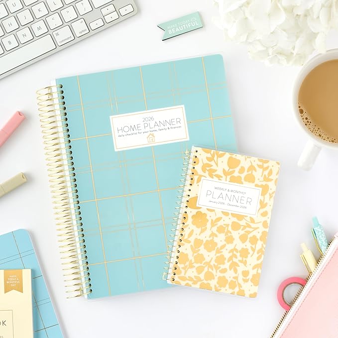 PPP Pocket Calendar 2026 (Cream Floral) | Weekly Checklists | Monthly Calendar Layout | Personal Goals | Notes Pages | Poly Laminated Cover | Twin Ring Coil Binding | Pocket-Sized 4x6.5" | Planner