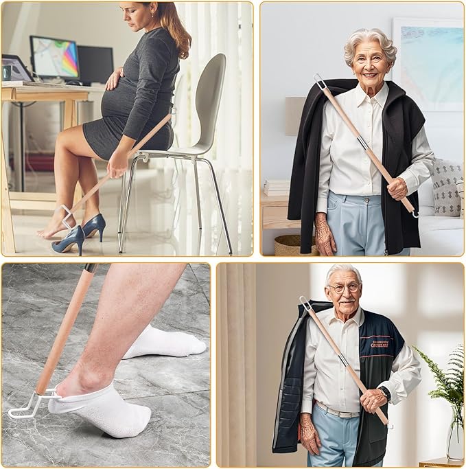 27.2"Dressing Stick,Long Handle Dressing Aid Stick for Elderly and Hip Surgery,Daily Dressing Aid for Pants, Shirts and Sock