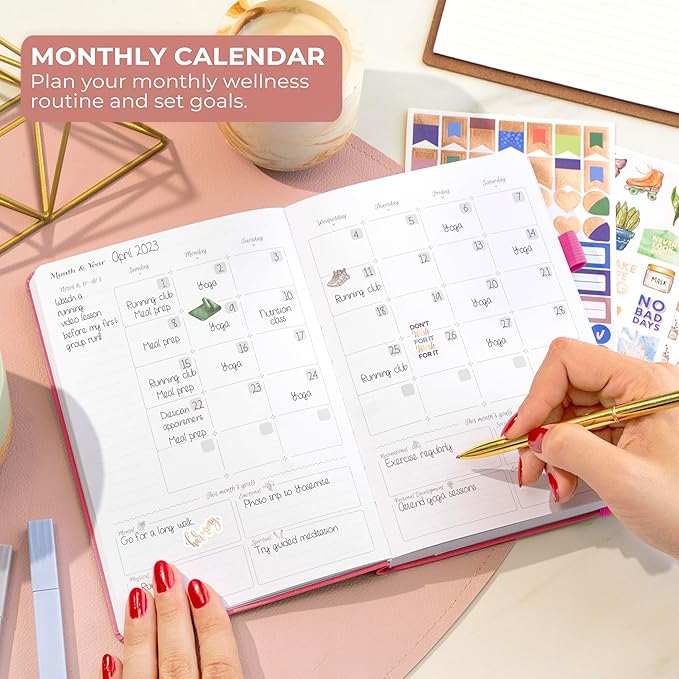 GoGirl Self-care Journal – Daily Mental Health Notebook with Mood & Wellness Trackers – Personal Development, Meditation & Reflection Journal for Women – Hardcover, Lasts 3 Months (Fuchsia)