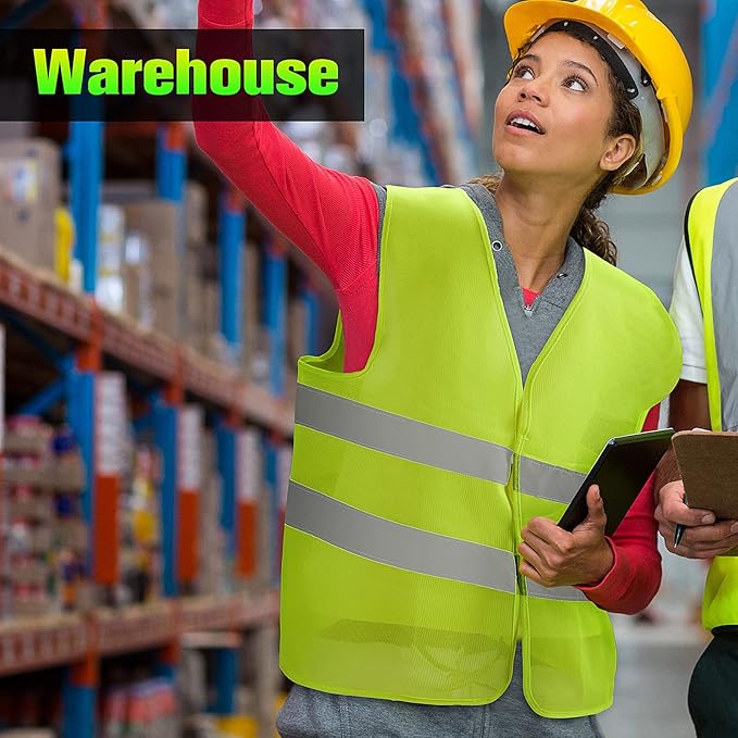 Coume 12/20 Pieces Safety Vests Bulk High Visibility Reflective Vests Mesh for Construction Working with 2 Reflective Strips