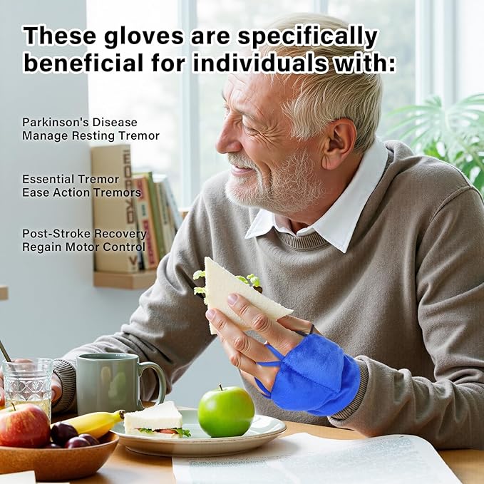 Weighted Gloves for Hand Tremors and Parkinson's, Improved Hand/Wrist Stability & Mobility, Adjustable Wrist, Weights Strengthening Tool
