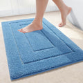 Buganda Bathroom Rugs, 30" x 20", Soft and Absorbent Microfiber Bath Rugs, Non-Slip Shaggy Shower Carpet, Machine Wash Dry Bath Mats for Bathroom Floor, Tub and Shower, Blue