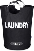 Laundry Basket Collapsible，Freestanding Clothes Hamper Bag with Handles – Tall Folding Dirty Laundry Bin，Sturdy Laundry Sorter for College Dorm，Laundry Room – Jumbo Size 161L (Black)
