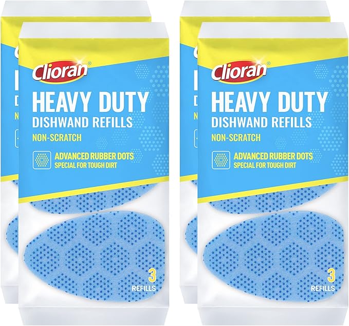 Leak Proof Dishwand Refills with Scrub Dots,Non Scratch Sponge Heads for Dish Wand,20% Thicker Heavy-Duty Scrubber Replacement,Fits Most Handles,Works with All Dish Soaps,Ideal for Kitchen
