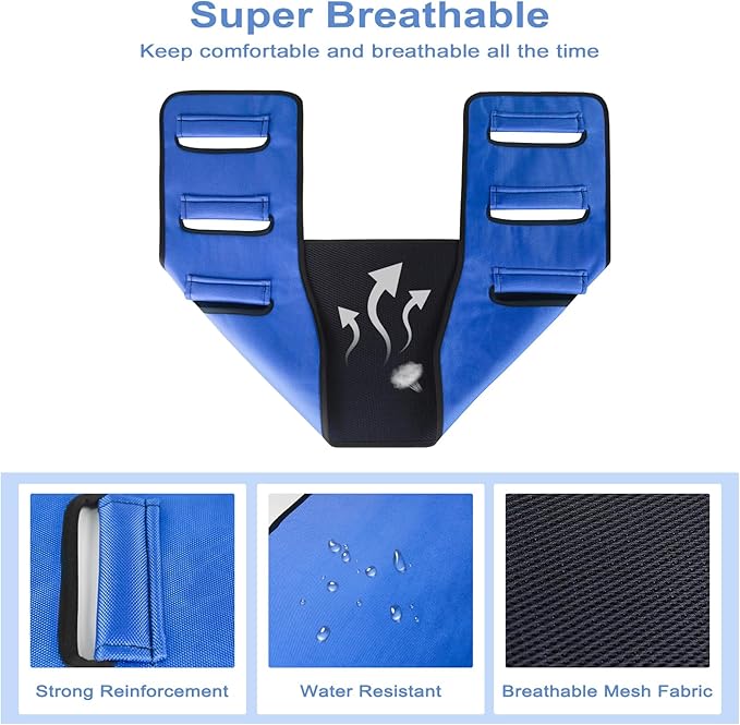 Transfer Belt Transfer Sling - Padded Gait Belt - Heavy Duty Patient Lift, Mobility Standing and Lifting Aid for Disabled, Elderly, Injured - Safely Move from Bed and Wheelchair (Blue)