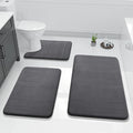 Yimobra 3 Pieces Memory Foam Bath Mat Set with U-Shaped Toilet Rug - Non Slip Super Soft Absorbent Quick Dry Bathroom Rugs for Bathtub, Vanity & Toilet Base, Dark Gray