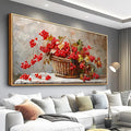 PHAOHUAXM Canvas Wall Art For Living Room Restaurant Wall Decoration For Office Bedroom Bathroom Abstract Red Fruit Mural Wooden Frame Printing Picture Artworks Modern Home Decor Aesthetics 24"X48"