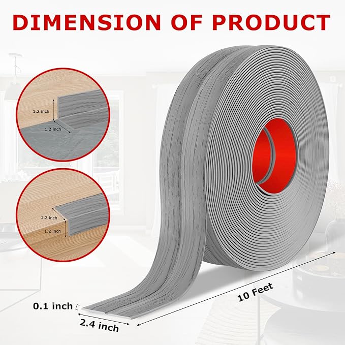 Flexible Wall Corner Protector Moulding Trim Peel and Stick Wall Corner Guards Edge Protector Self Adhesive Molding Trim Strip for Edge Ceiling (Light Gray Wood Grain, 2.4 in x 10 Ft)