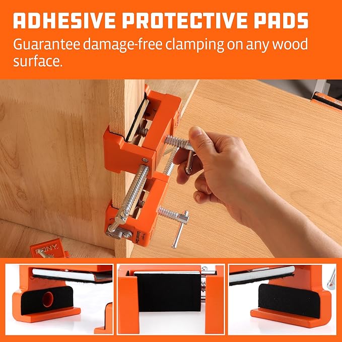PONY 4-Pack Cabinet Clamps, 8510 Cabinet Claw, Face Frame Clamps for Installing Cabinets, 440 lbs Load Limited Orange