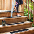 S&X Outdoor Stair Treads Non-Slip 5-Pack, 6" x 24" with Glow-in-The-Dark Stripe Heavy Duty Anti Slip Tape for All Slippery Surfaces - Weather Resistant Grip Tape for Stairs, Steps