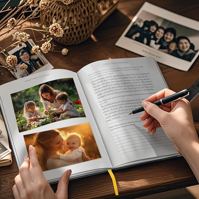 Artmag Mom's Life Story Journal with 250+ Prompt Questions, Family Keepsake Book Leather Cover for Mom to Share Her Memories for Birthday Mother's Day Christmas (Brown)