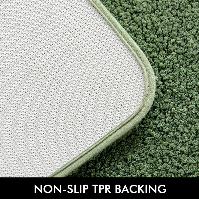 MIULEE Moss Green Bathroom Runner Rug 24x60 Inches, Long Bath Mat for Bathroom Floor Bathtub Showers, Machine Washable Absorbent Microfiber Carpet with TPR Anti-Slip Back