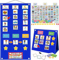 Large Visual Schedule for Kids with Autism Chore Chart for Kids Daily Routine Chart Autism Learning Materials Toddler Planning Board Visual Schedule for Classroom, Home with 124 Cards (Blue)