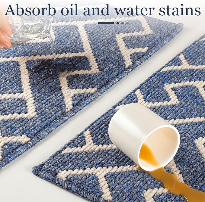 hicorfe Indoor Doormat,Front Back Door Mat Rubber Backing Non Slip Door Mats 20"x31.5" Absorbent Resist Dirt Entrance Doormat Inside Floor Mats for Entryway Washable Low-Profile(Light Blue)