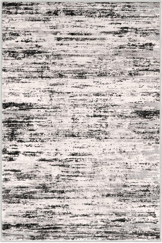 Modern Abstract Entryway Rug Indoor 2x3 Washable Rug Non-Slip Soft Small Area Rug White Black Grey Taupe Kitchen Mats Thin Print Faux Wool Floor Carpet Throw Rugs for Entrance Bedroom Office