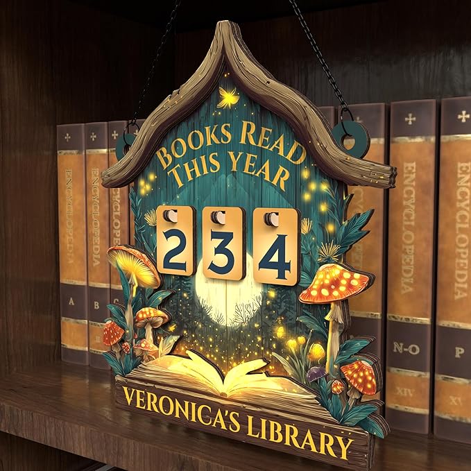 Personalized Books Read This Year Counter with Name, Book Tracker for Reading Goal Challenge, Bookish Gifts for Teachers, Writers, and Literary Fans, Home Library Décor, Bookshelf Accessories