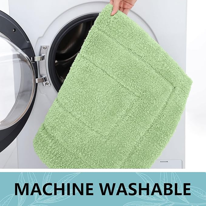 Buganda Bathroom Rugs, 30" x 20", Soft and Absorbent Microfiber Bath Rugs, Non-Slip Shaggy Shower Carpet, Machine Wash Dry Bath Mats for Bathroom Floor, Tub and Shower, Sage Green